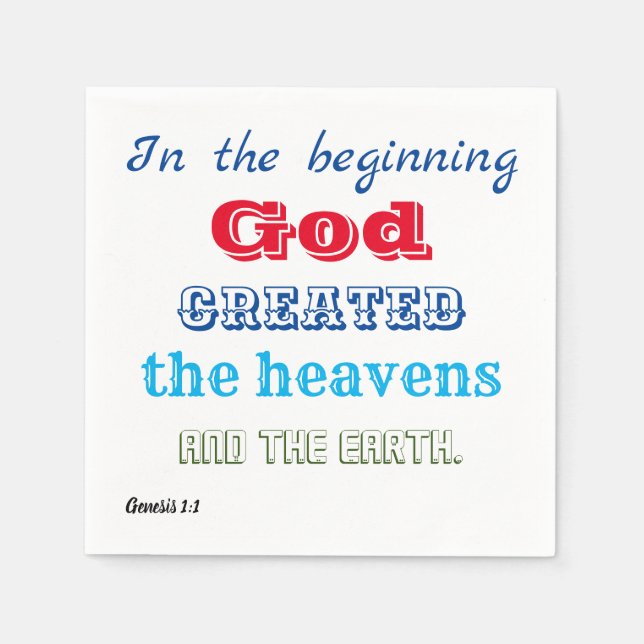In the Beginning God Created Napkin (Front)