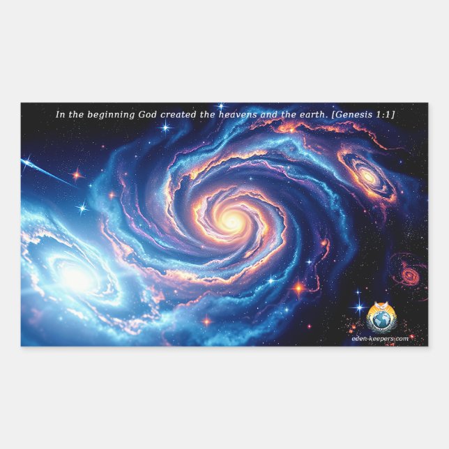 In the Beginning, God & Creation Verse Rectangular Sticker (Front)