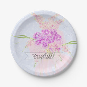 In the Blue-Sheer Rose pink Bow Bouquet  Paper Plate