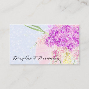 In The Blue-Sweet Pink Bow and Bouquet  Place Card