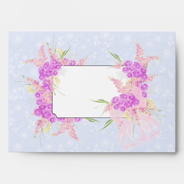 In The Blue-Sweet Pink Bow Bouquet-Monogram Envelope (Front)