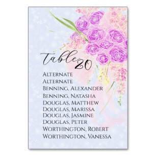 In The Blue Sweet Pink bow Bouquet  Table Number