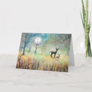 In the Clearing Deer and Rabbit Art Card