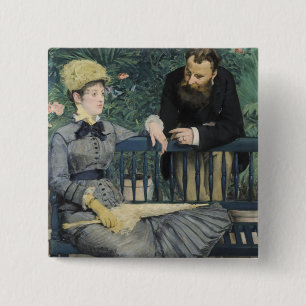In the Conservatory Edouard Manet 15 Cm Square Badge