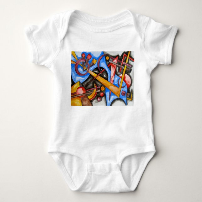 In The Cosmos-Abstract Art Hand Painted Geometric Baby Bodysuit (Front)