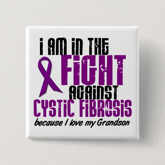 In The Fight Against Cystic Fibrosis GRANDSON 15 Cm Square Badge (Front)