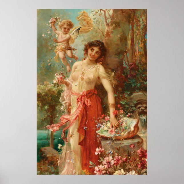 In the Flower Garden by Hans Zatzka - poster (Front)