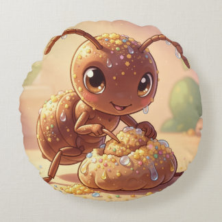 In the Footsteps of Floral Gold.6 Round Cushion