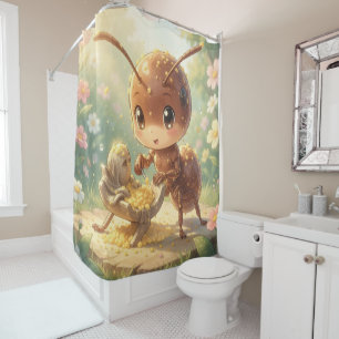 In the Footsteps of Floral Gold Shower Curtain