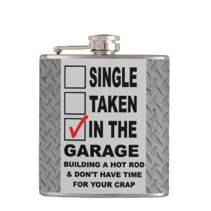 IN THE GARAGE BUILDING A HOT ROD HIP FLASK