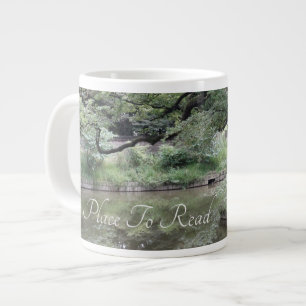 In the Garden is a Place to Read on a Large Coffee Mug