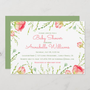 In the Garden   Watercolor Floral Baby Shower Invitation
