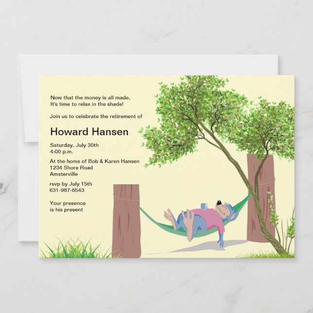 In the Hammock Retirement Party Invitation (Front)