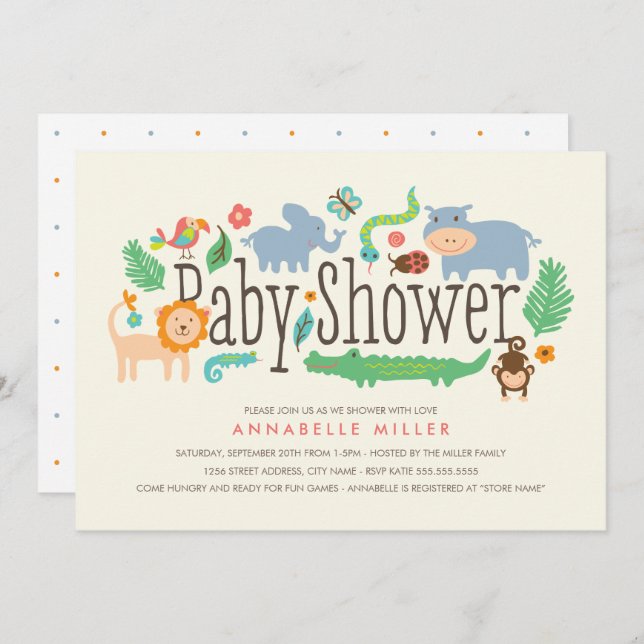In the Jungle Baby Shower Invite (Front/Back)