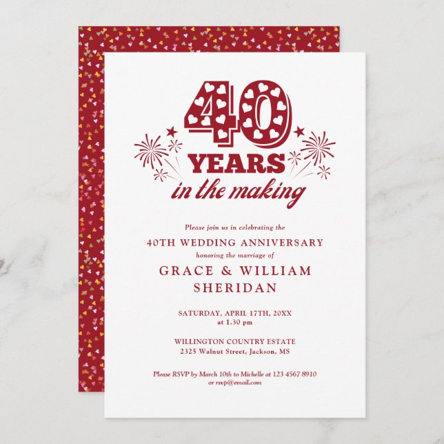 In The Making 40th Wedding Anniversary Invitation (Front/Back)