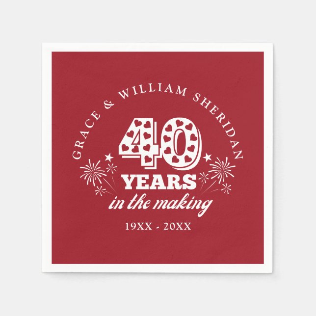 In The Making 40th Wedding Anniversary Napkin (Front)