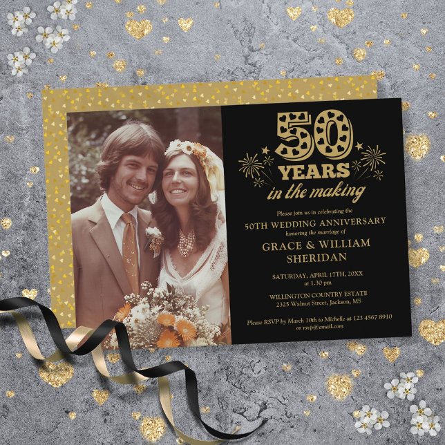 In The Making 50th Anniversary Photo Gold Black Invitation (In The Making 50th Anniversary Photo Gold Black Invitation)