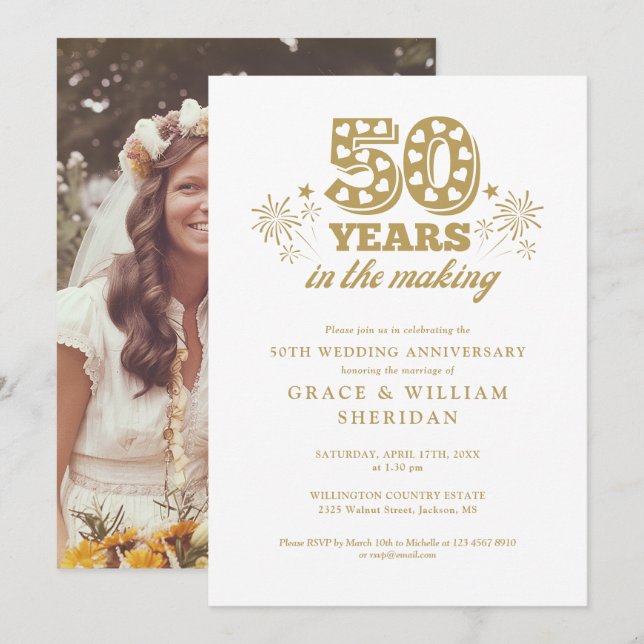 In The Making 50th Wedding Anniversary Photo Invitation (Front/Back)