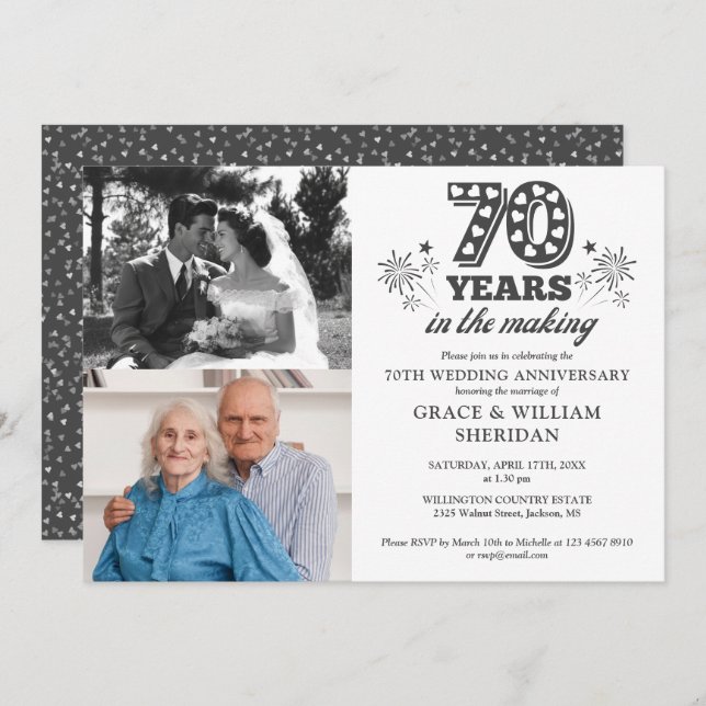 In The Making 70th Wedding Anniversary 2 Photo Invitation (Front/Back)