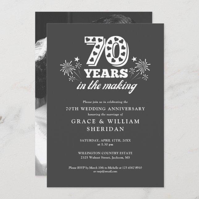 In The Making 70th Wedding Anniversary Photo Invitation (Front/Back)