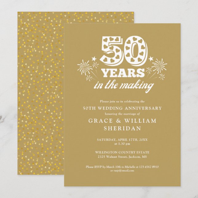 In The Making Gold 50th Wedding Anniversary Invitation (Front/Back)