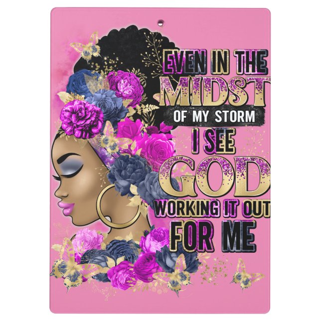 In The Midst Queen Black Melanin Woman Brown Skin Clipboard (Back)