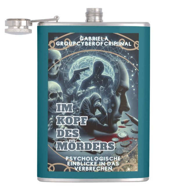 In the Murder's Head Hip Flask (Opened)