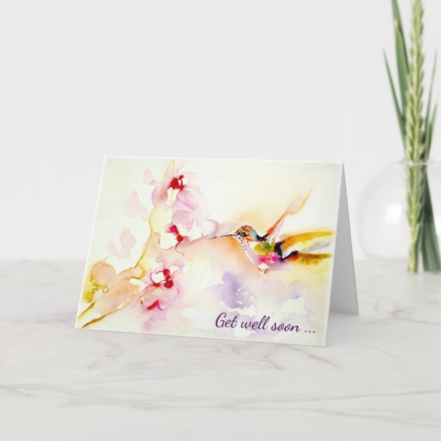 "In the Pink" Hummingbird Get Well Card (Front)