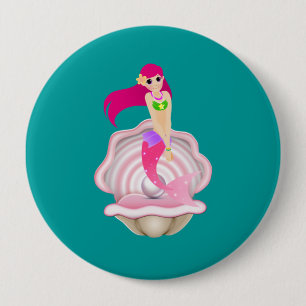 "In The Pink" Mermaid Button Pin