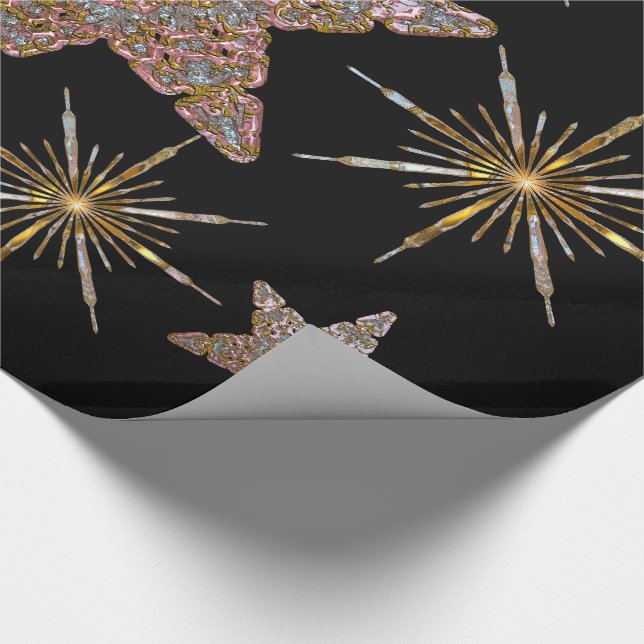 In the Pink of the Night Christmas Snowflake Wrapping Paper (Corner)