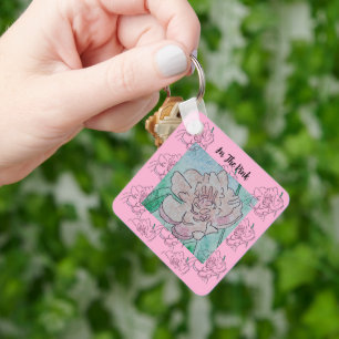 In the Pink Peony Flower Key Ring