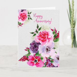 In The Pink Watercolor Anniversary Card