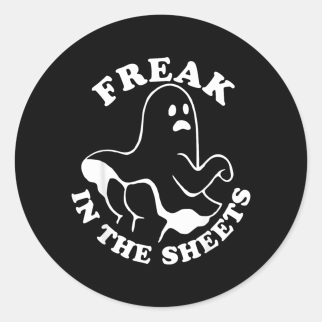 In The Sheets Funny Halloween Boo Ghost Classic Round Sticker (Front)