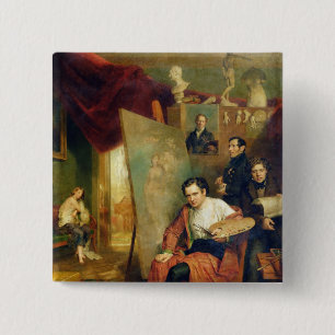 In the studio of the painter, 1832 15 cm square badge