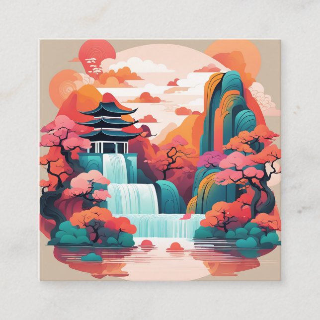 In the style of traditional Chinese meticulouspain Square Business Card (Front)