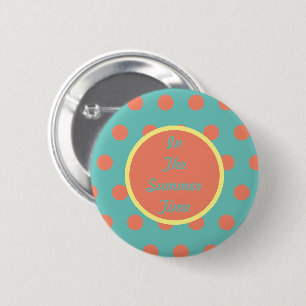 In The Summer Time Button (Aqua & Coral)