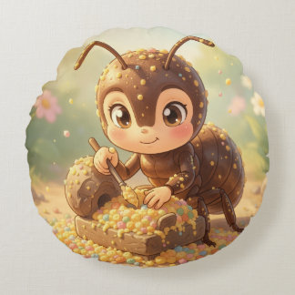In the Tracks of Floral Gold.3 Round Cushion