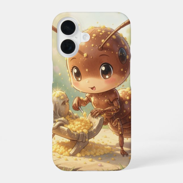 In the Tracks of Floral Gold iPhone 16 Case (Back)