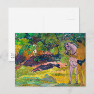 In the Vanilla Grove, Man and Horse Gauguin Postcard