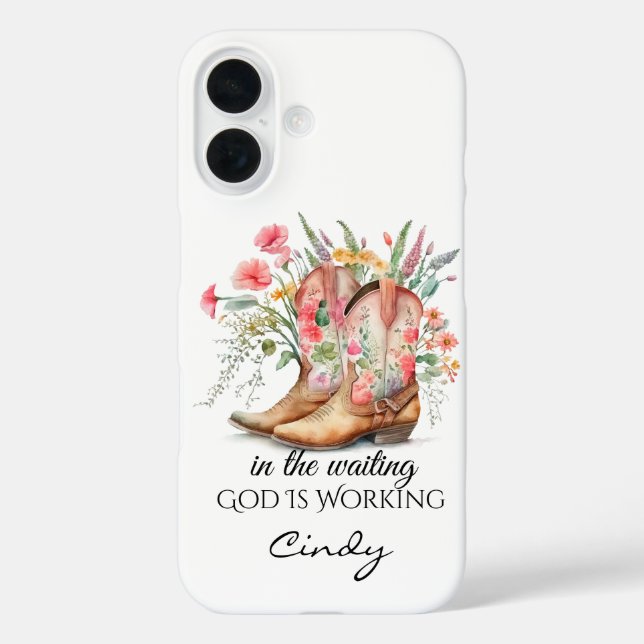 In the Waiting God is Working | iPhone 16 Case (Back)