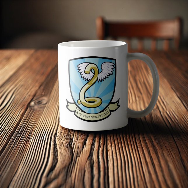 In The Winged Noodle We Trust Funny Cartoon Noodle Coffee Mug (Creator Uploaded)