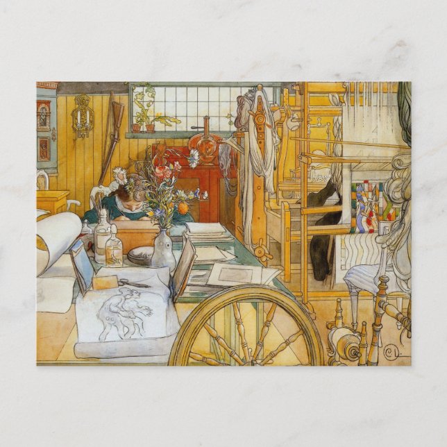 In the Workshop with Mum Postcard (Front)