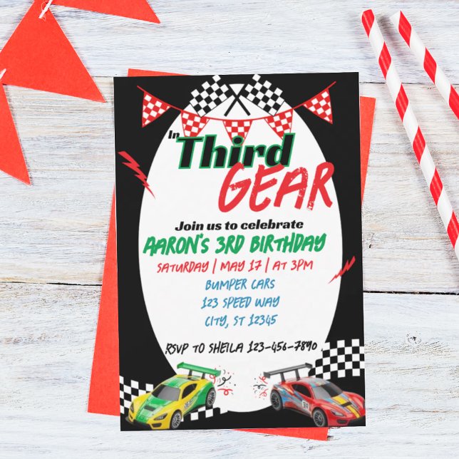 In Third Gear, Racing 3rd Birthday Invitation (Creator Uploaded)