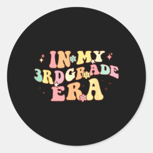 In Third Grade Era Retro Back To School Teacher Classic Round Sticker