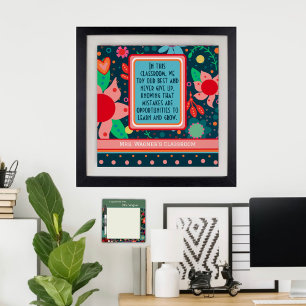 In This Classroom Quote Customised Teacher Floral Poster