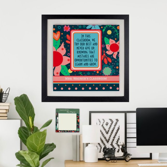 In This Classroom Quote Customised Teacher Floral Poster (Creator Uploaded)