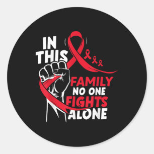 In This Family Fight Alone Heart Disease Awareness Classic Round Sticker