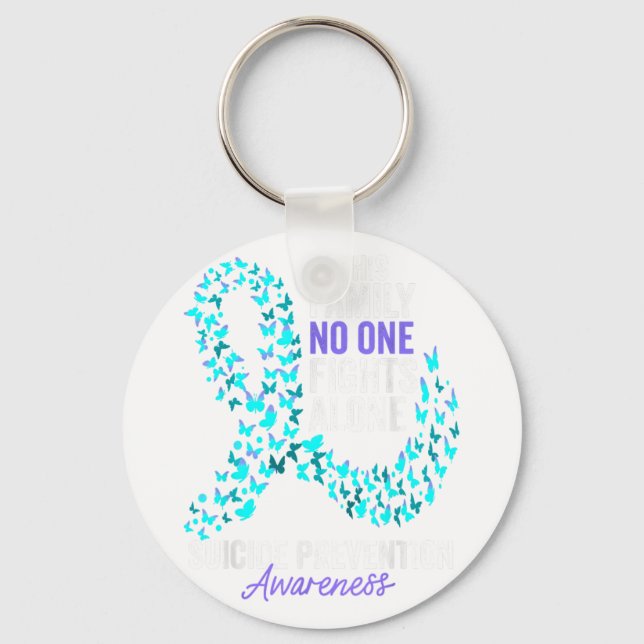 In This Family Fight Alone Suicide Prevention Week Key Ring (Front)