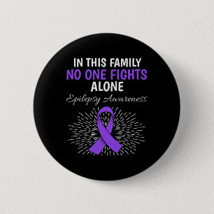 In This Family No Epilepsy Awareness Purple Ribbon 6 Cm Round Badge