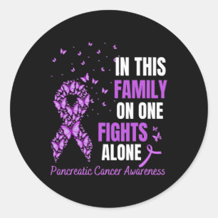 In this family no ones fight alone Pancreatic canc Classic Round Sticker